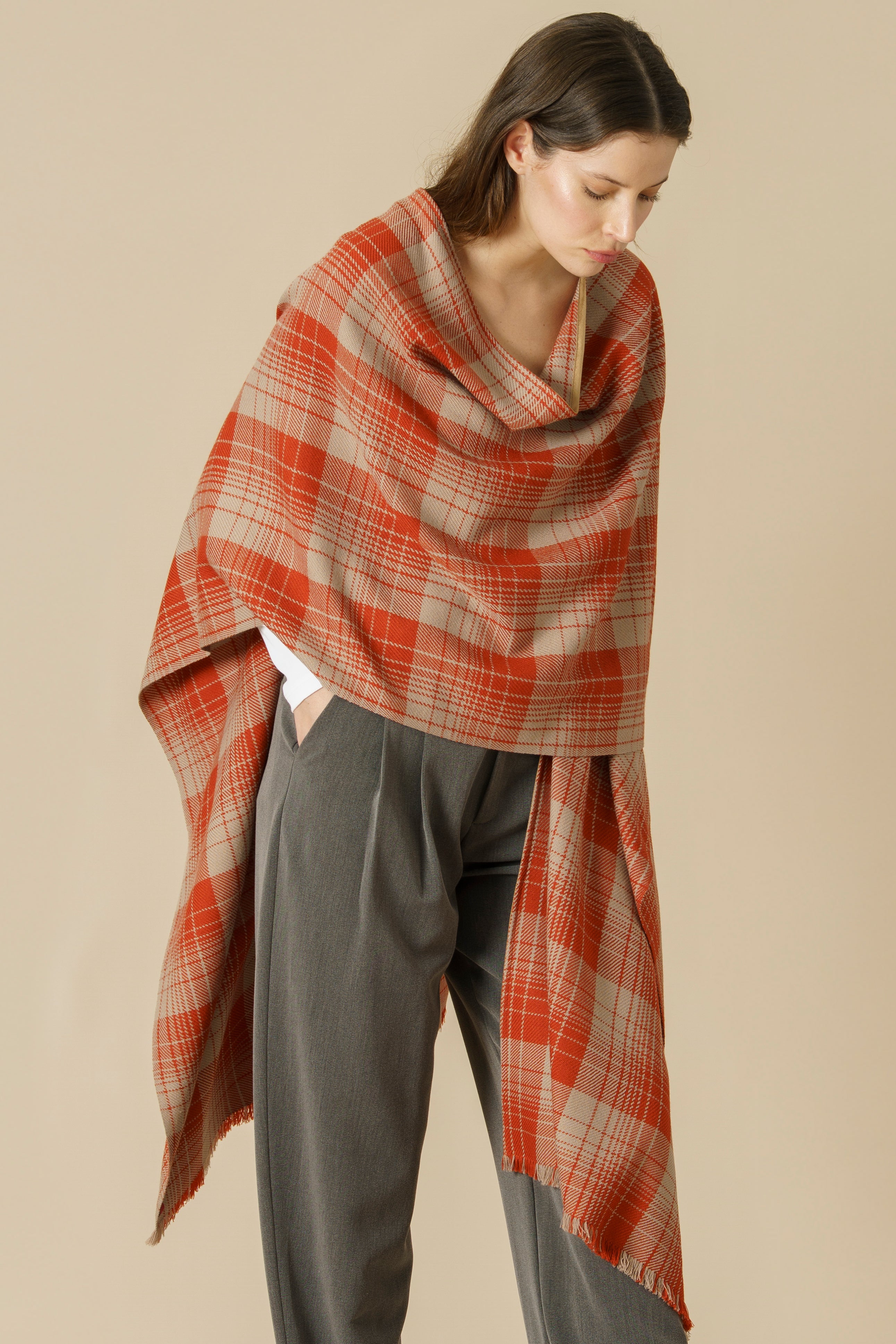 RUANA KILT - terracota