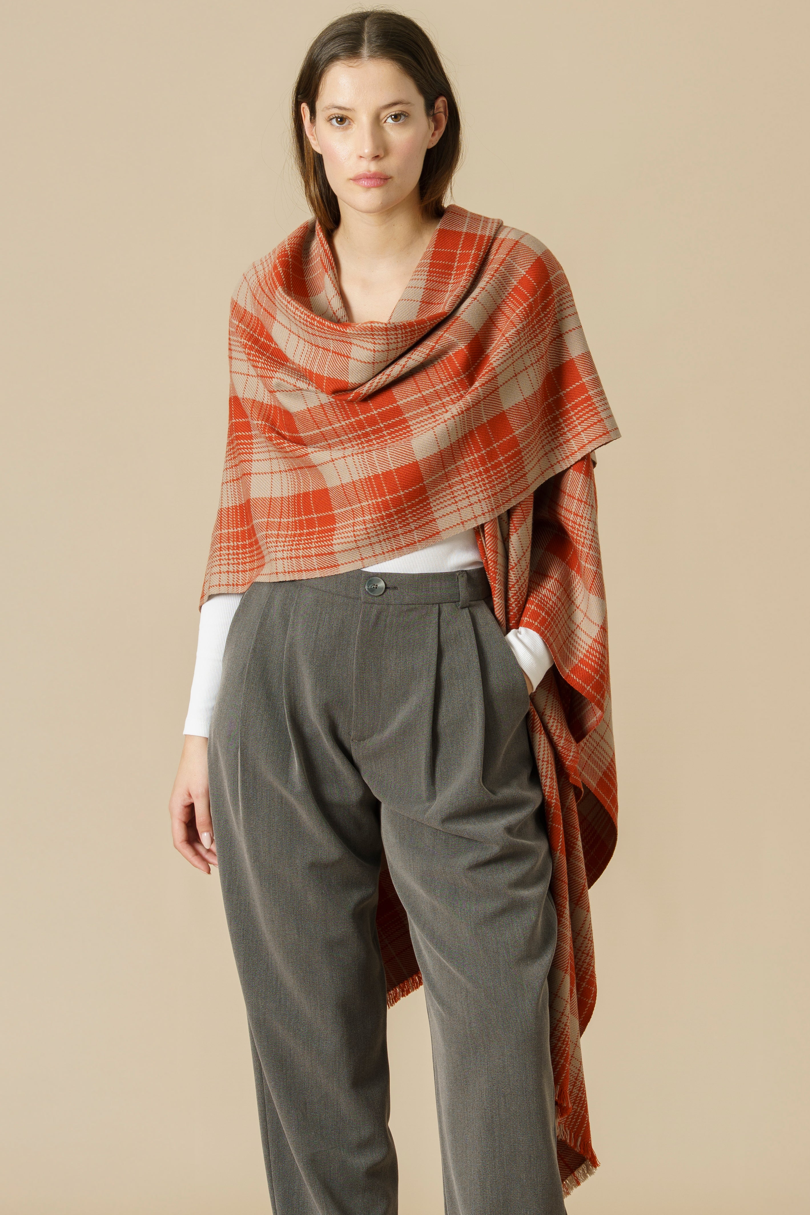 RUANA KILT - terracota