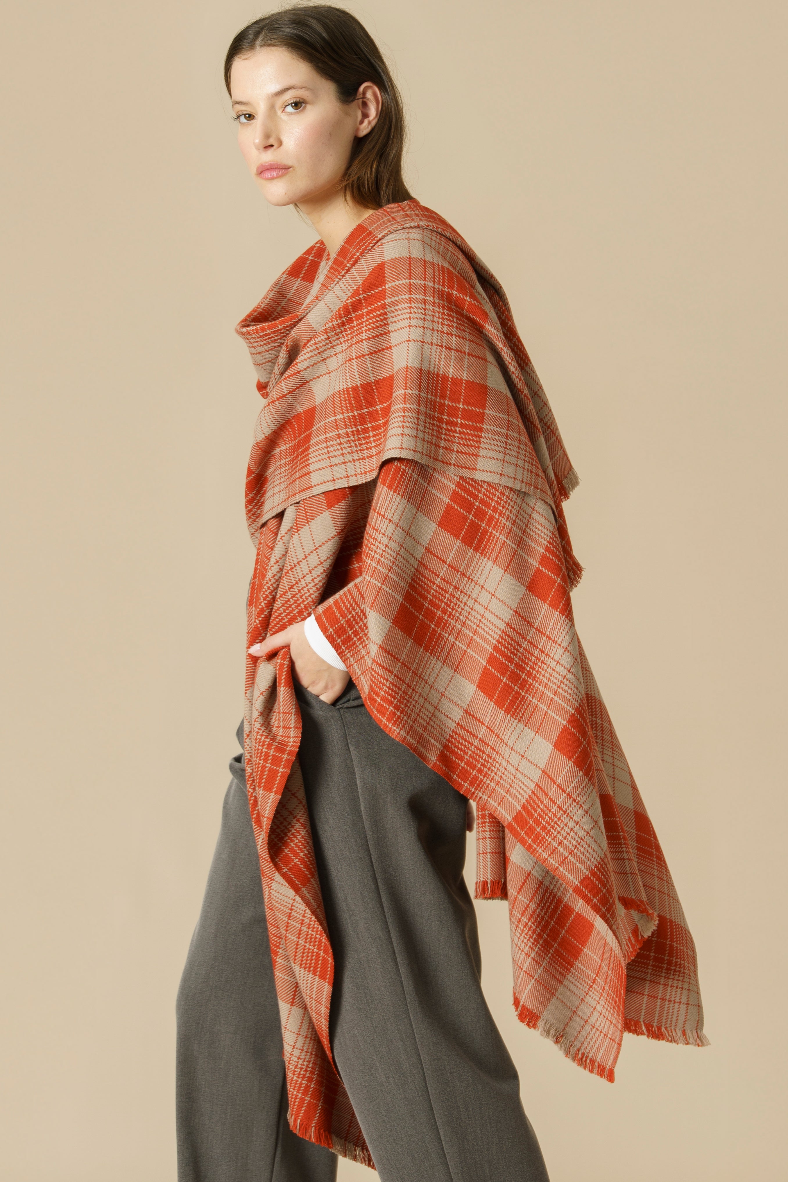 RUANA KILT - terracota